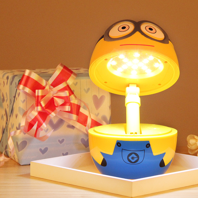kids lovely minions folding lamps/student led eyeshield book light/children despicable me table lamps