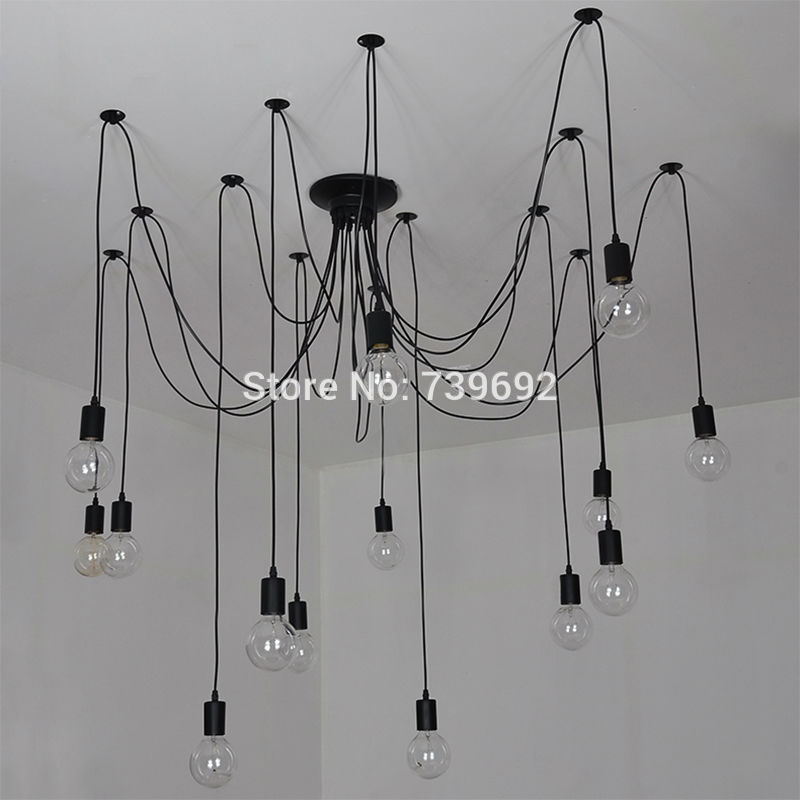 loft spider edison chandelier light classic vintage american country ancient light for living room dining room ac with14 light