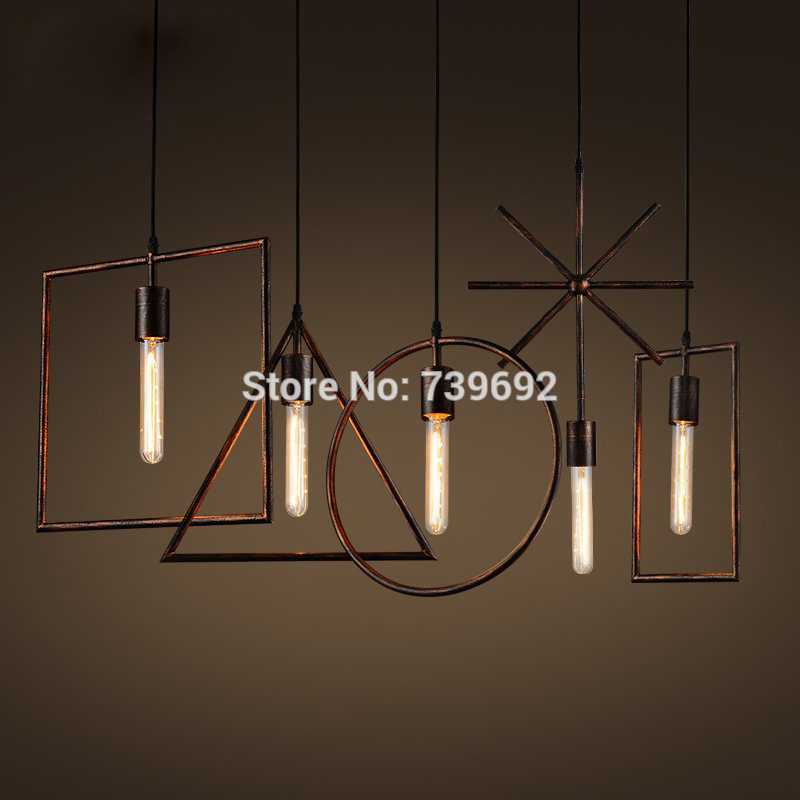 loft vintage pendant lamp e26/e27 geometric metal iron restaurant bar sitting room lighting fixture irregular shape