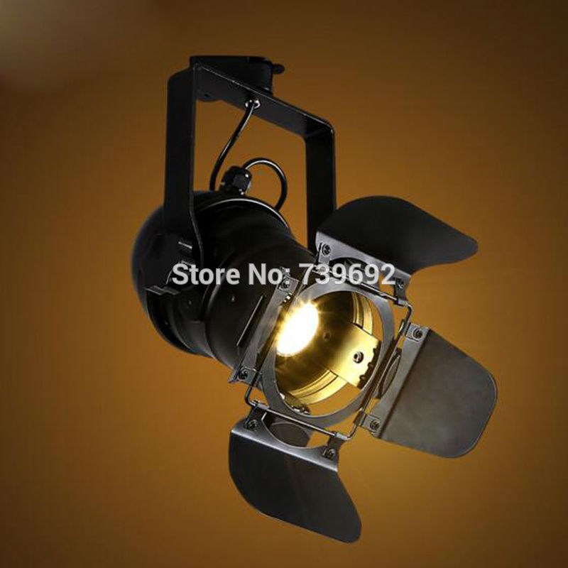 minimalist american country industrial personalized black led track lights dia.15cm*l22cm*h20cm 1*e27 led metal fixture