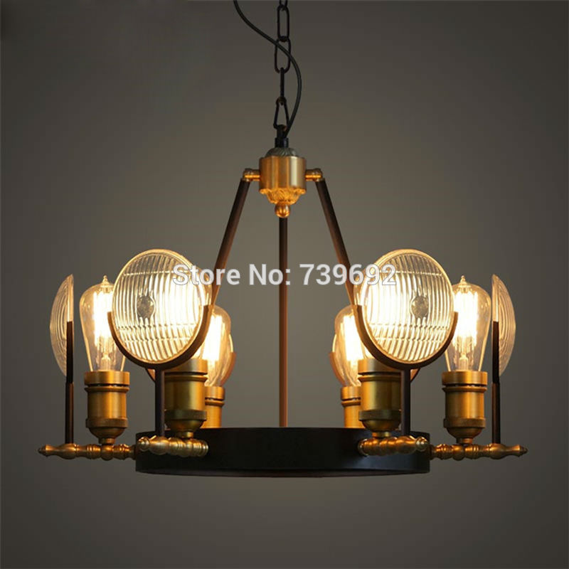modern creative industry restaurant bar cafe wrought iron glass chandelier suspension luminaires hanging lamps 6/8/12 heads