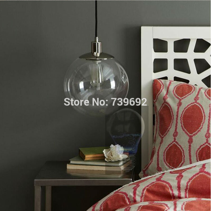 modern minimalist fashion creative personality transparent spherical glass pendant light restaurant bedroom ball lamps