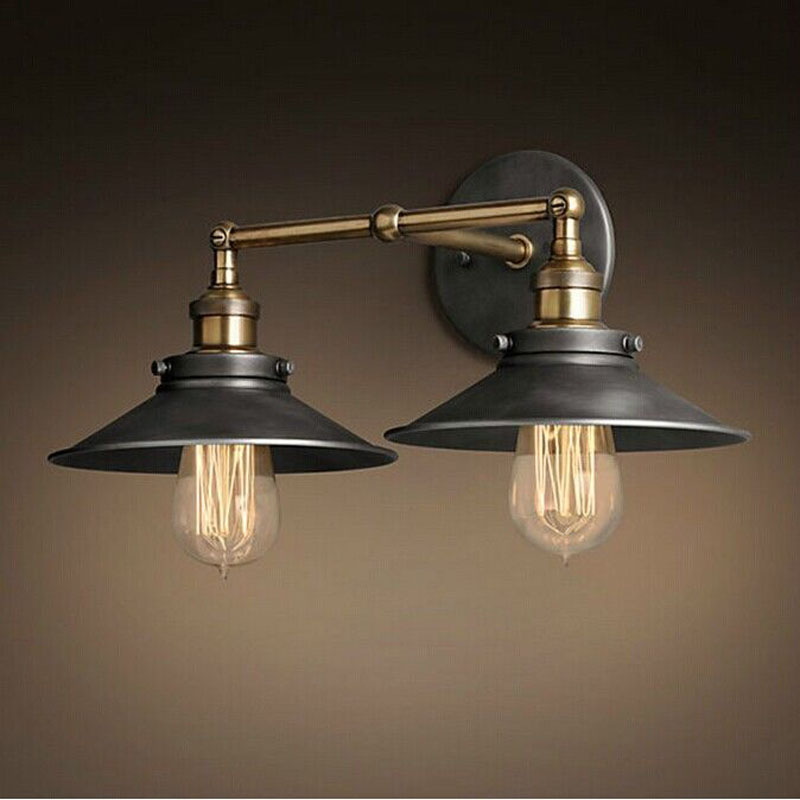 modern vintage loft metal double heads wall light retro brass wall lamp country style e27 edison sconce lamp fixtures 110v/220v