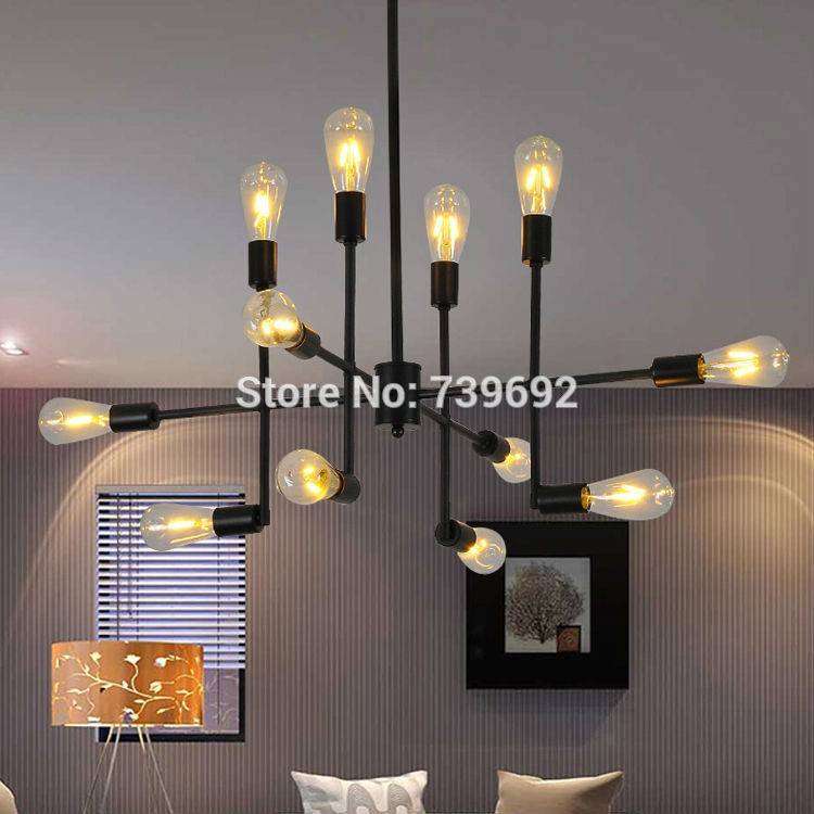 new 9/16 heads retro industrial loft edison pendant lamp vintage iron chandelier american style home decoration light fixture