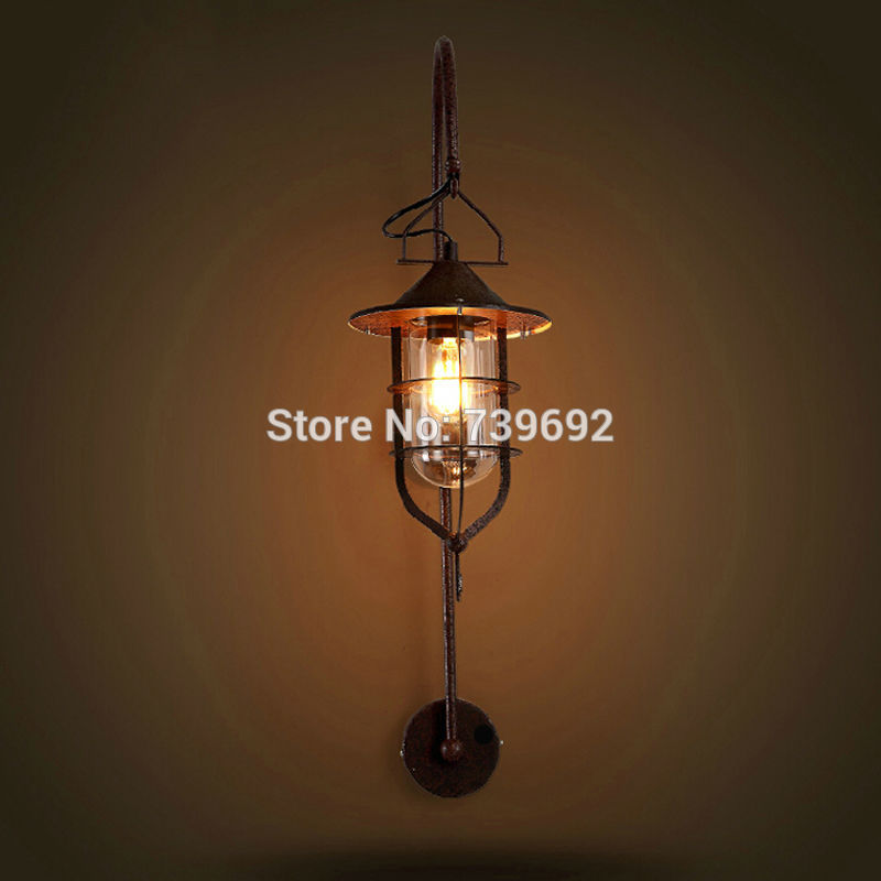 new arrival american countryside style loft metal wall sconce industrial cafe bar lounges wall dock wall lamp bronze color e27