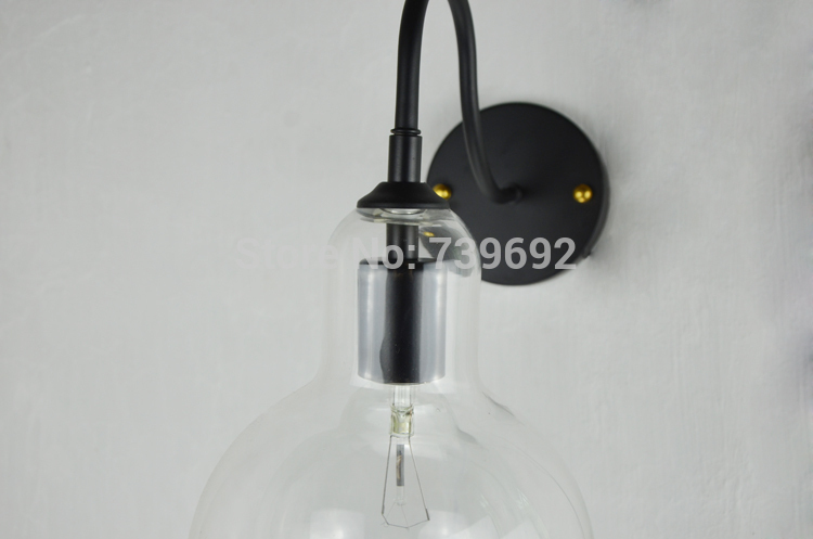 new arrival dia.11cm industrial modern glass shade wall mount fixture home bedroom wall sconce bk2001-w-1s