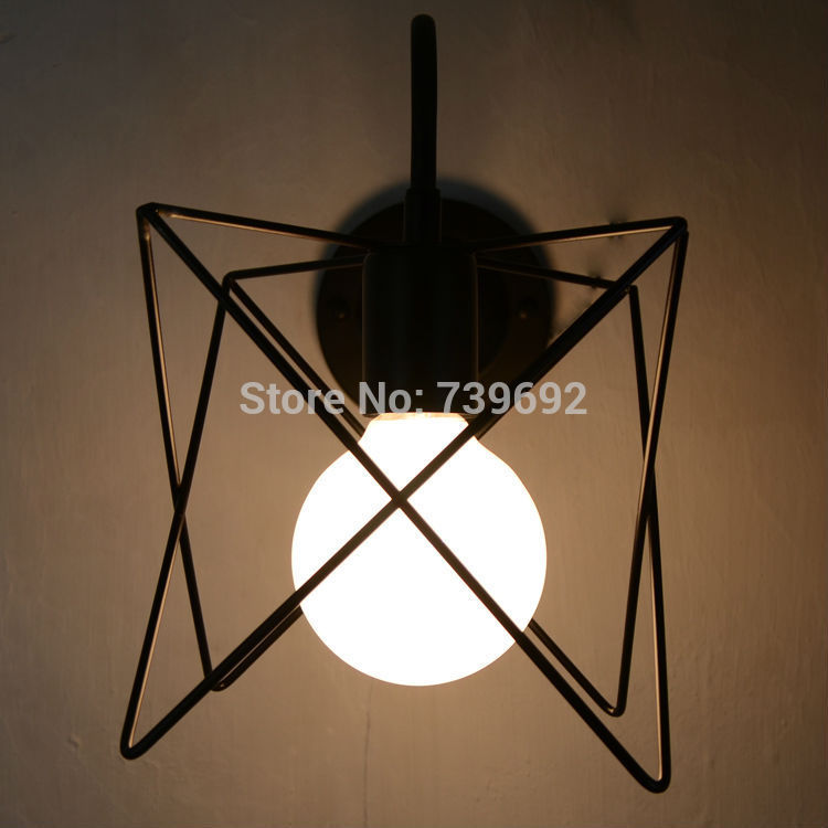 novelty mini bedroom wall lights simple bedside lamp creative living room wall lamps with little star lampshade e27 black color