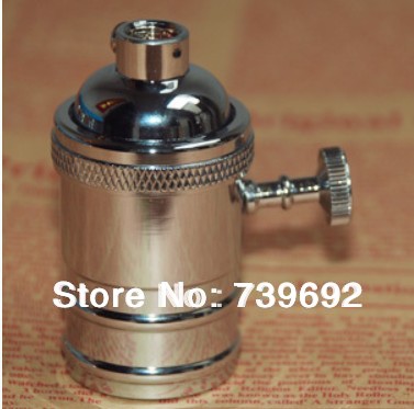 plating chrome e27 lamp base for vintage bulb pendant light plating copper lamp holder with knob switch
