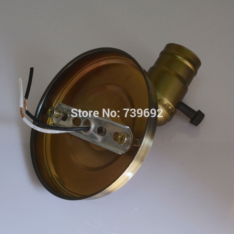 retro antique brass vintage small wall lamp e27 switch lamp holder lamp rotating 180 degree angle aluminum knob lamp socket