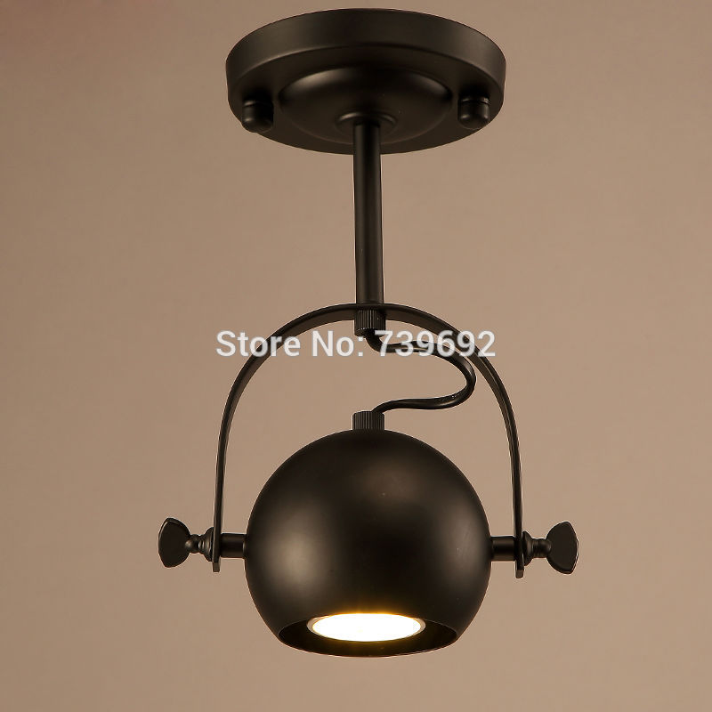 ship spot led ceiling lamp vintage led light loft ceiling light for clothing shop d12cm h24cm 1*e27 matte black painted
