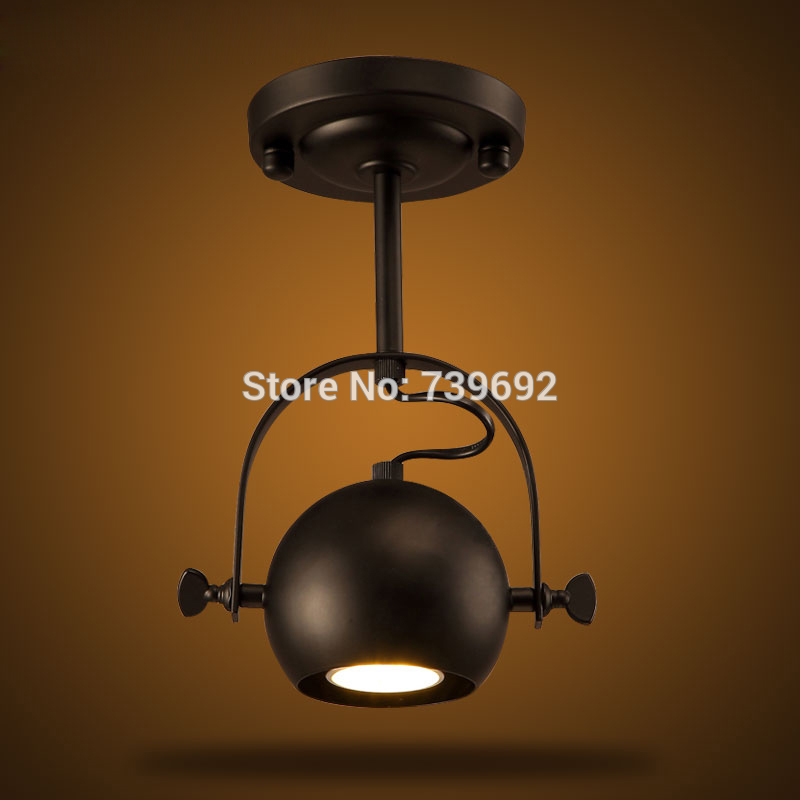 ship spot led ceiling lamp vintage led light loft ceiling light for clothing shop d12cm h24cm 1*e27 matte black painted