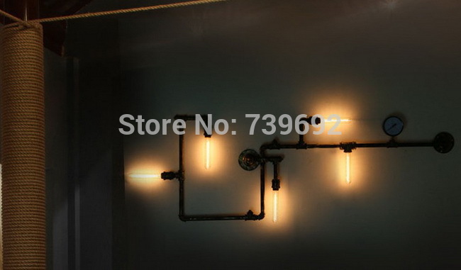 vintage american loft water pipe style lamps personalized wall lights wall lamp lighting 5*e27