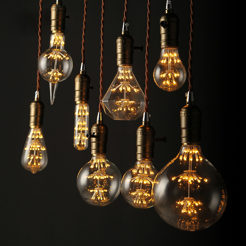 vintage led edison light bulb e27 3w 220v retro antique style carbon filament bulbs edison pendant light for home decoration