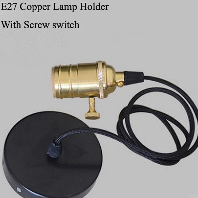 vintage pendant light e27 base knob switch primary color copper pendant holder with bulbs sold together for home decoration