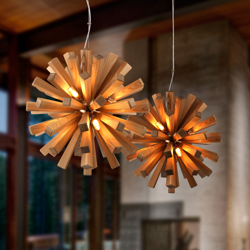 vintage wooden pendant light living room home decoration pendant light lamp ac 85-265v
