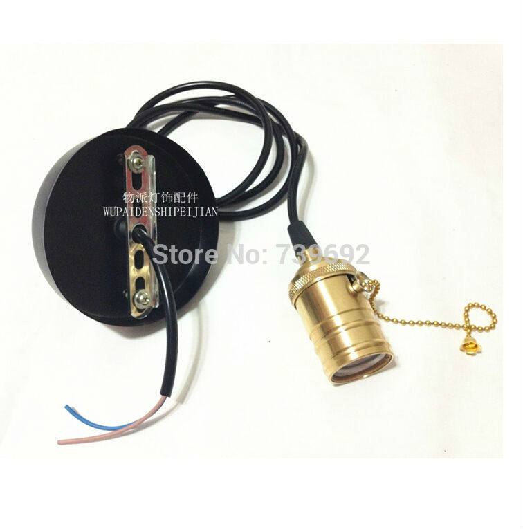whole! vintage edison pendant light e27 copper lamp holder+knitted wire cable + ceiling base 110v 220v