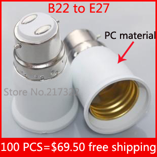 100pcs b22 to e27 adapter pc material fireproof material socket adapter