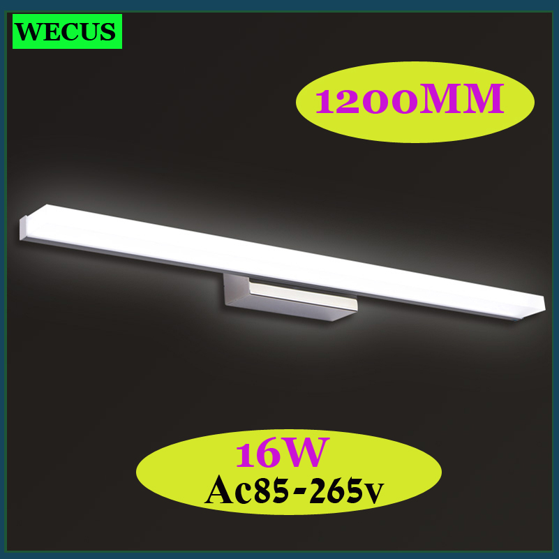 120cm long rectangle led mirror lights 16w acrylic stainless steel led bathroom toilet wall lamps mirror front wall sconces
