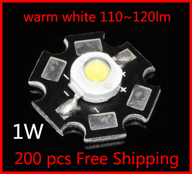 1w 110lm-120lm high power taiwan epistar chip led bulb lamp beads / warm white / with aluminum heat sink/200pcs
