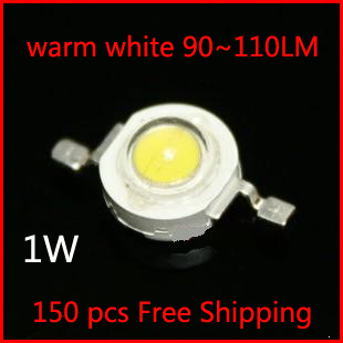 1w high power led source warm white 3000-3200k 350ma dc3.2-3.4v 90-110lm lamp bead factory whole 150pcs