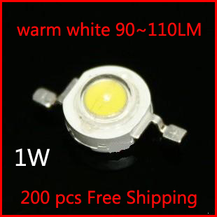 200pcs 1w high power led source warm white 3000-3200k 350ma dc3.2-3.4v 90-110lm lamp bead factory whole