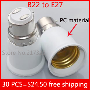 30pcs b22 to e27 adapter pc material fireproof material socket adapter