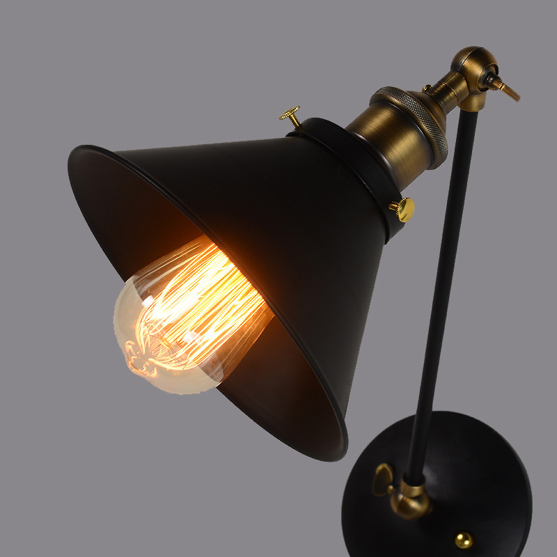 american pastoral rural black umbrella double wrought iron wall sconce minimalist living room study dining hallway wall lamp