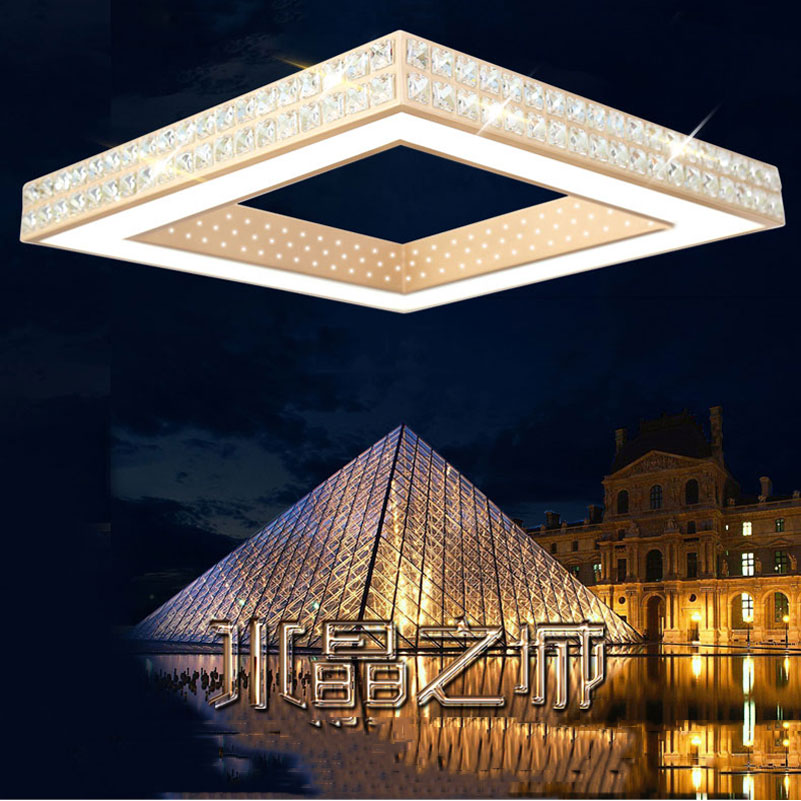 crystal adjustable led pendant lamp restaurant livingroom dining room led crystal pendant light,60*60cm 32w square warm white