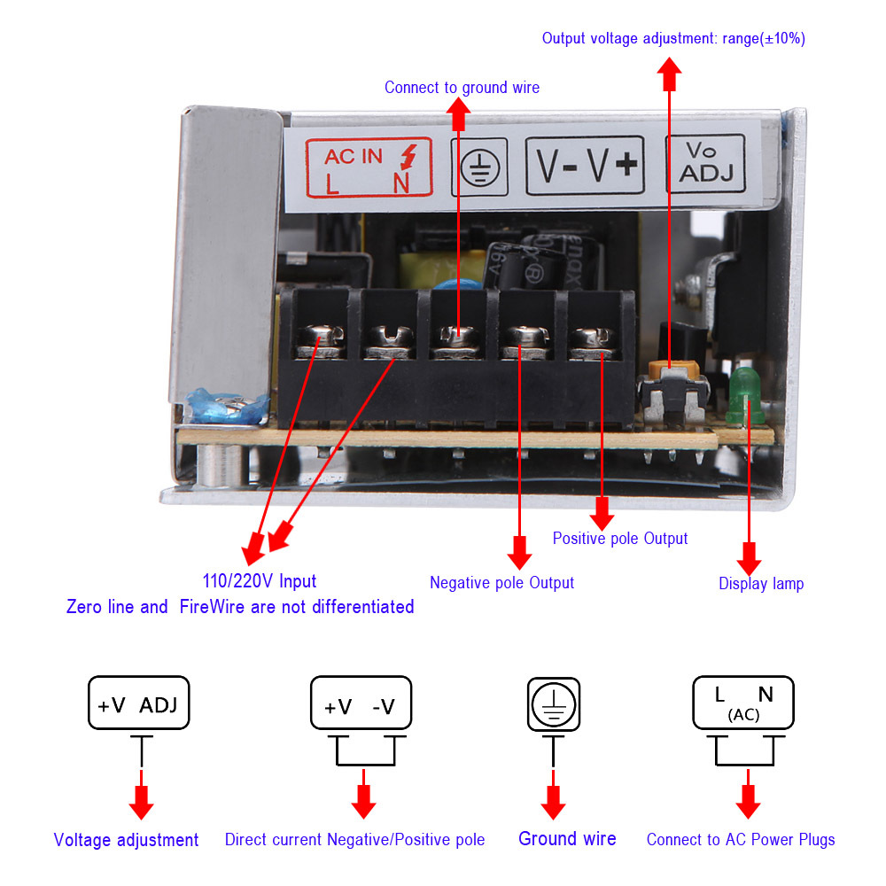 dimmable led driver switch power supply ac 110v/220v to dc 12v voltage transformer for led strip display billboard