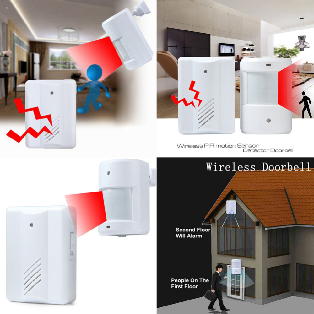 driveway patrol garage infrared wireless ir remote security doorbell home alarm system motion detector alarm sensor white