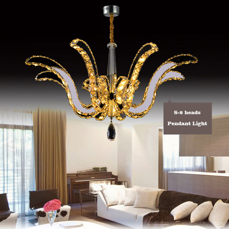 elegant swan led crystal pendant lights,fashion s-6 30w 6 heads flower pendant lamp for livingroom bedroom hall foyer
