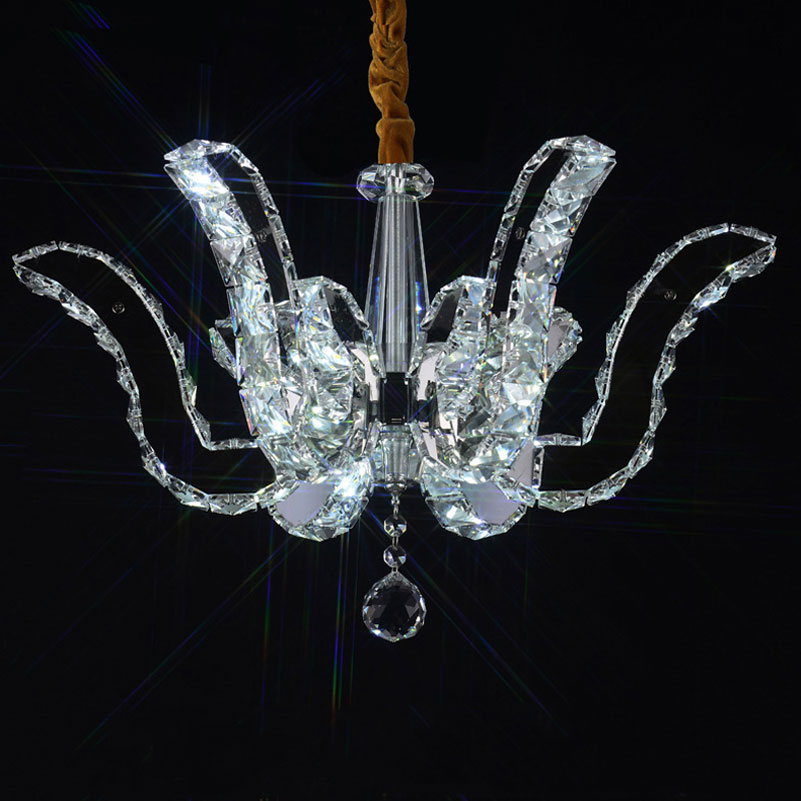 elegant swan led crystal pendant lights,fashion s-6 30w 6 heads flower pendant lamp for livingroom bedroom hall foyer