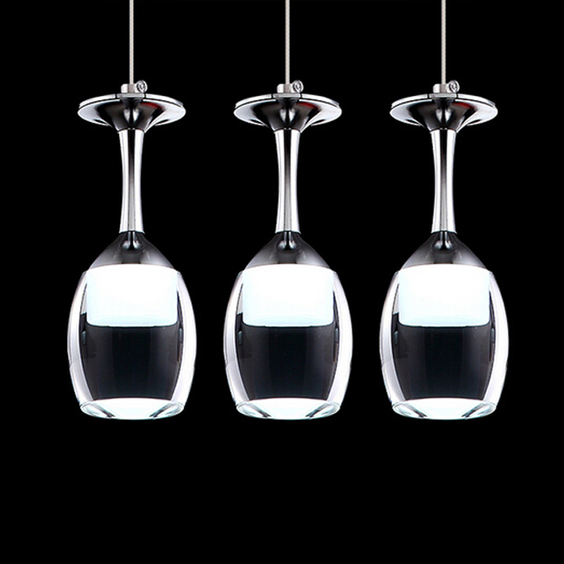 fashion art transparent 3 heads led pendant lamps acrylic wine glass pendant lights restaurant bar dining room led droplight