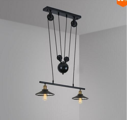 loft america country pulley lifting pendant lights creative industrial vintage pendant lamp adjustable/contractile home lighting