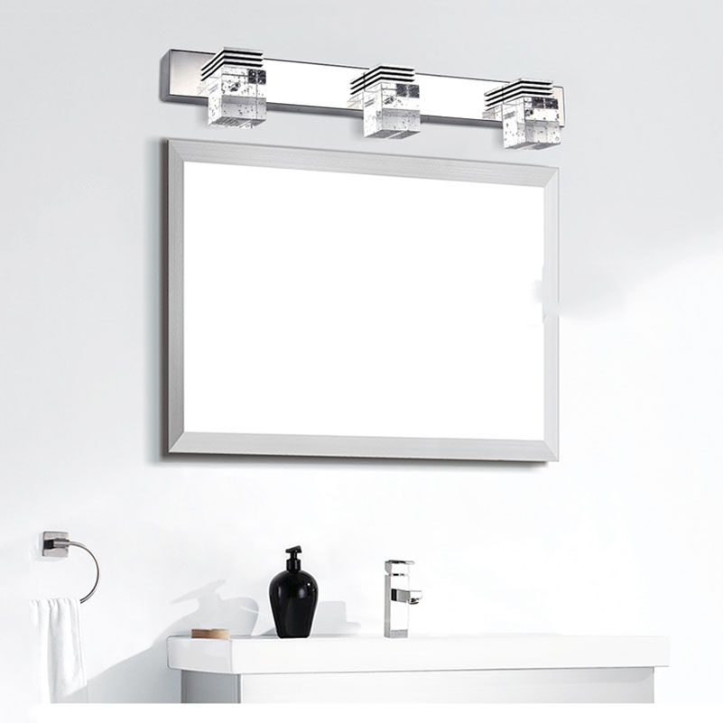 modern crystal toilet bathroom mirror lights ac85-265v 9w 3 heads 45cm led bathroom wall lamps,rectangle lighting fixtures leds