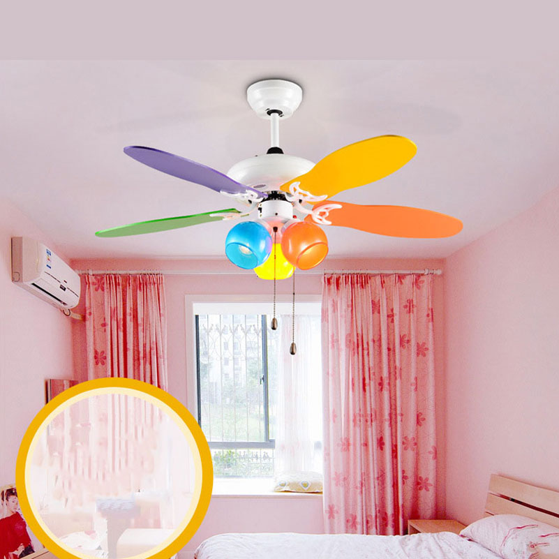 modern fashion bedroom living room kindergarten ceiling fan lights,colorful wood children's bedroom fan pendant lamps
