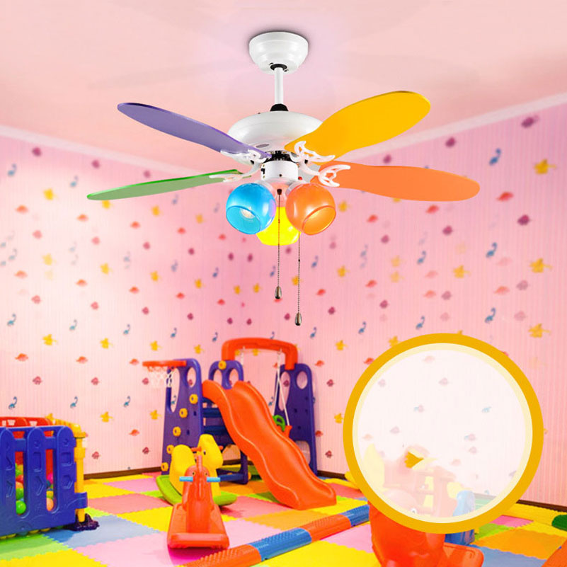 modern fashion bedroom living room kindergarten ceiling fan lights,colorful wood children's bedroom fan pendant lamps