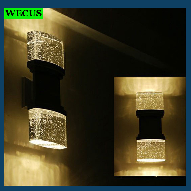 modern fashion crystal led wall lights,8w ac85-265v elegant bubble crystal column lamp for living room bathroom bedroom lighting