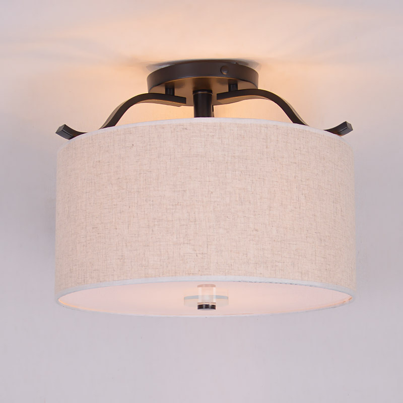 new american pastoral ceiling light, fabric lampshade surface mounted lamp, foyer bedroom decoration lighting
