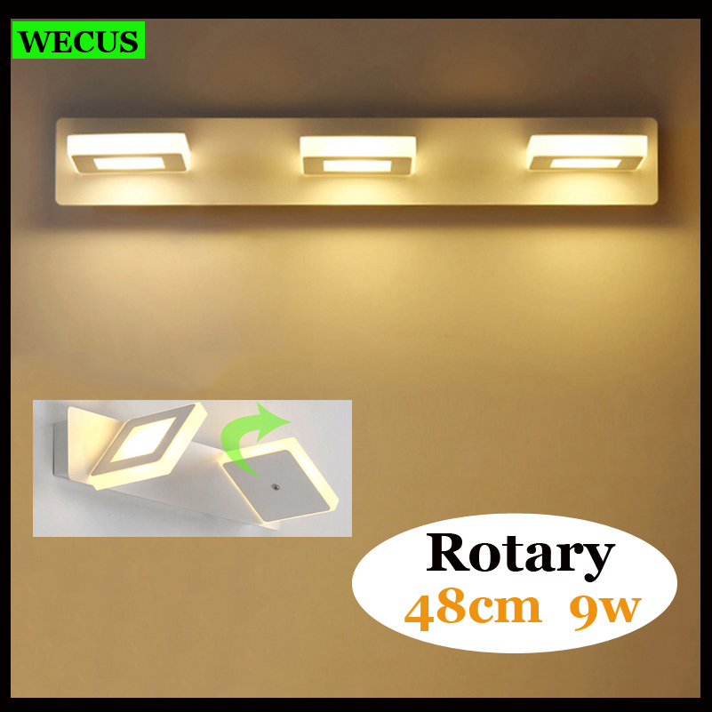 rotary adjustable waterproof anti-fog toilet bathroom mirror lamps wall lights lamps luminaire,led front mirror lights,48cm 9w