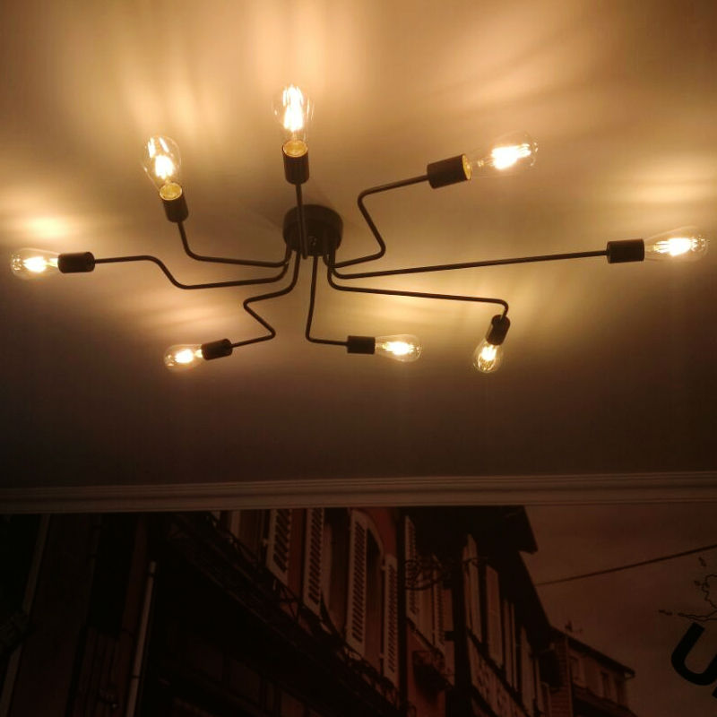 vintage ceiling lights iron black lamp for coffee bar dining room industrial original ceiling lamp 4 holder 6holder 8 holder