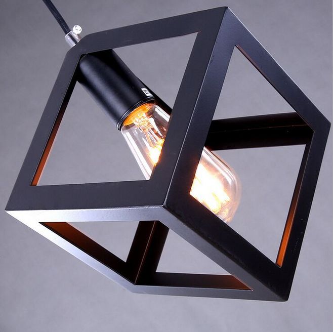 vintage cube pendant lights northern europe industrial iron lightings for cafe bar single retro loft pendant lamp with bulb