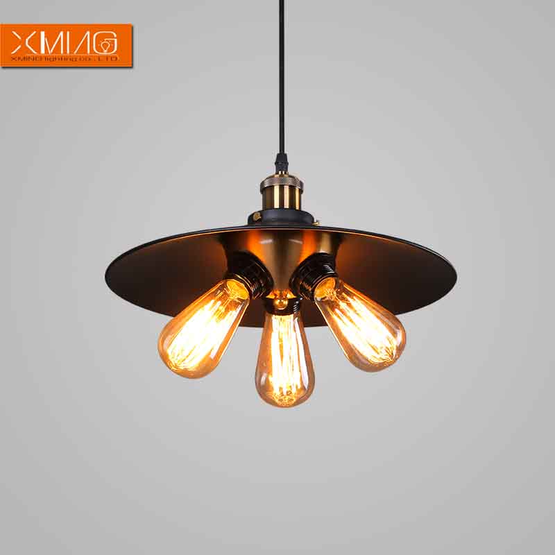 vintage industrial pendant lights with black iron lampshade 3 edison e27 lamp holder for dining room kitchen lamp loft style