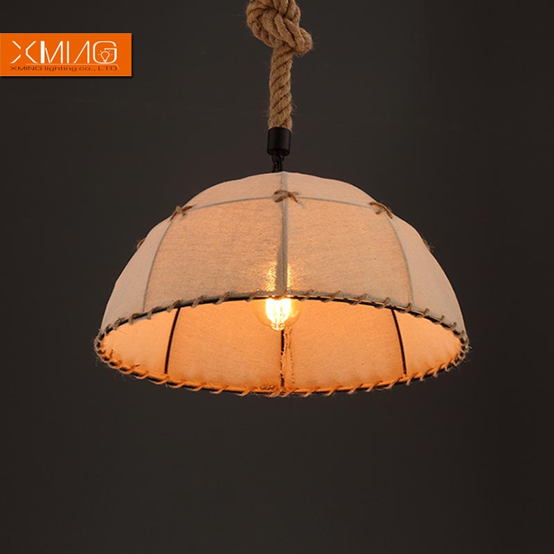 vintage lamp pendant lights fixture hemp rope lampshade e27 holder for kitchen light lampe deco dining room