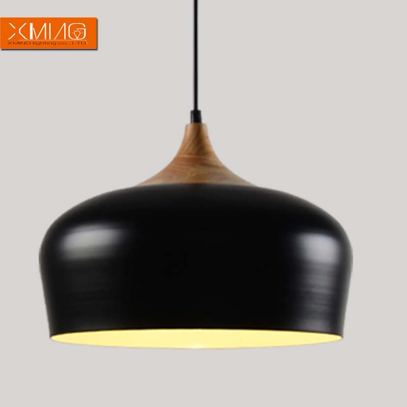 vintage pendant lights with e 27 wood lamp holder metal lampshade hanging lamp black body kitchen light fixtures