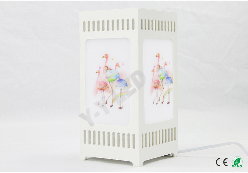 (1 pieces/lot) table lamp red-crowned cranes printing ivory white modern decoration art abajur; size12*12*25 giving led lamp