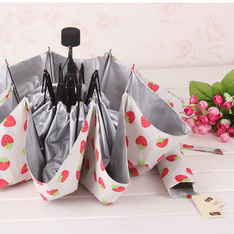 2014 new concept 190t steel high grade lovely straberry fruit pattern japan style umbrella