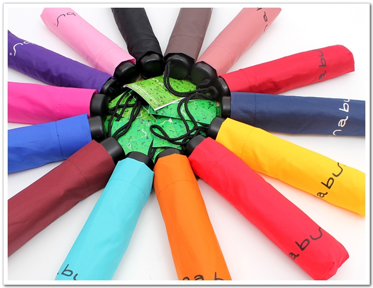 2014 new design umbrella 3 folding pongee 13 pure color simple style practicability