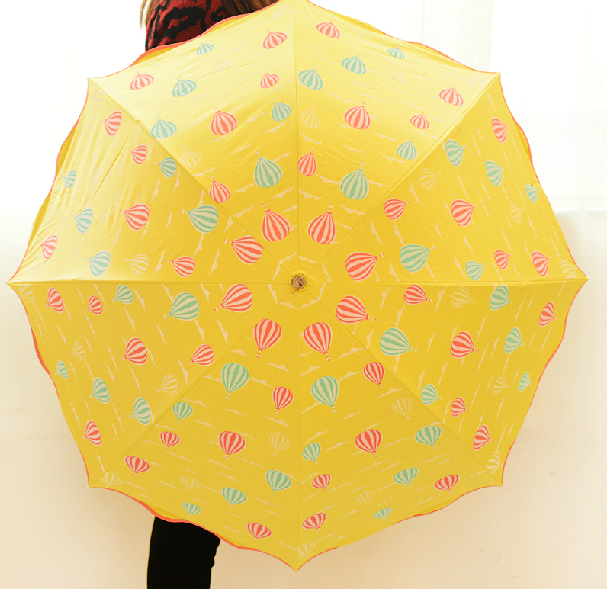 2014 new style cartoon fire balloon lovely folding 8 colors options children and lady umbrella