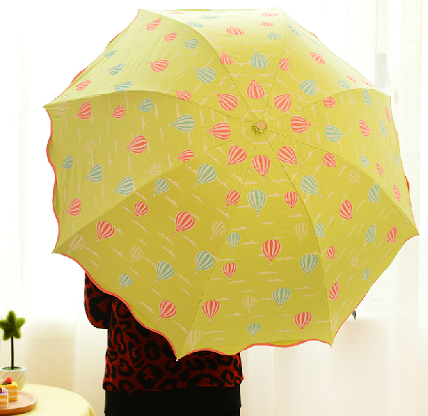2014 new style cartoon fire balloon lovely folding 8 colors options children and lady umbrella